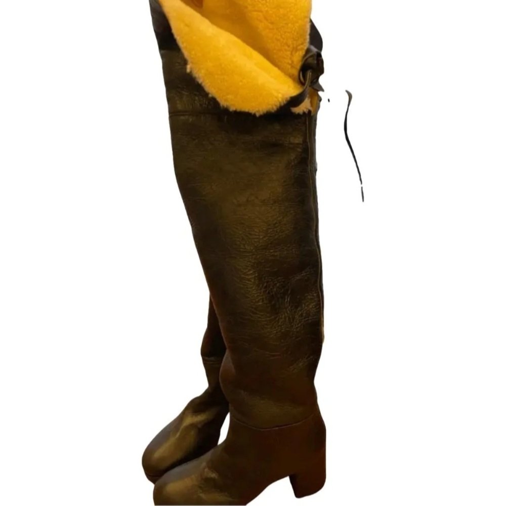 Miu Miu Black Leather Over-the-Knee Boots